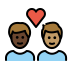 couple with heart, man, man, dark skin tone, medium skin tone